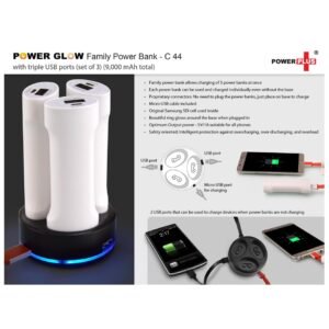 Family Power Bank With Triple USB Ports 9,000 MAh (Set Of 3) - C 44