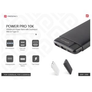 Portronics Power Pro 10K - Powerbank (Micro+Type-C) - POR 1109/1110